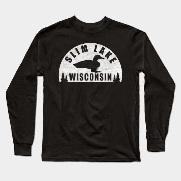 Slim Lake Northern Wisconsin Loon Long Sleeve T-Shirt by BirdsEyeWorks